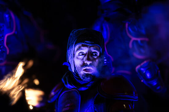 A man plays with fire during the Carnaval de Québec (Quebec Winter Carnival) night parade - Leo Smith Photo Video